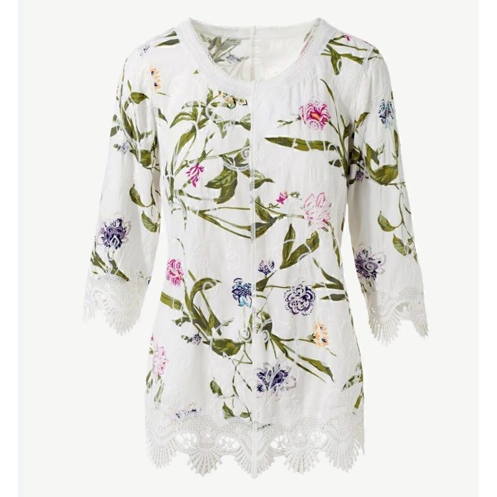 Chicos Womens Spring Floral Embroidered Tunic Size XS